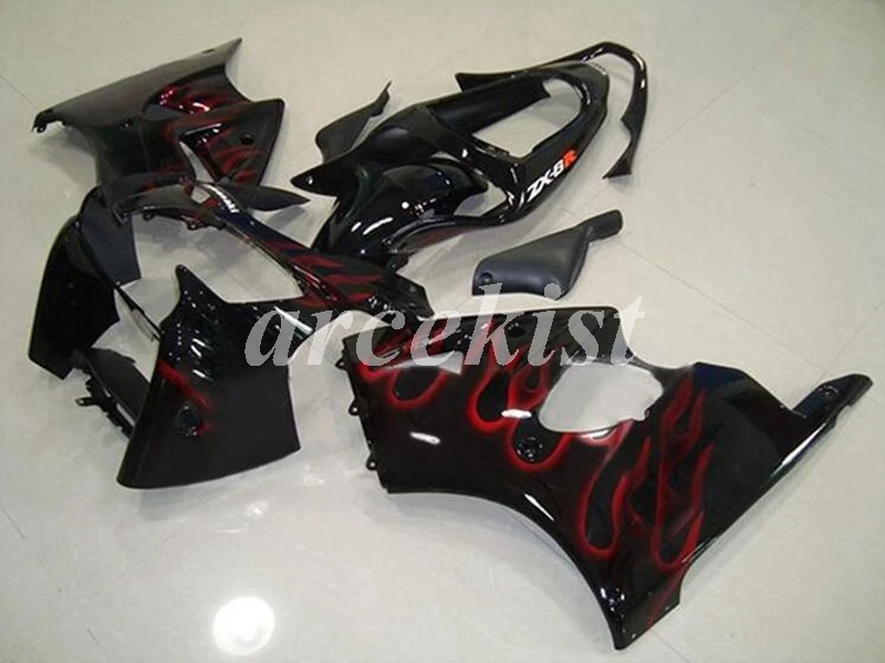 

4Gifts New ABS Injection Motorcycle Fairings kit Fit for kawasaki Ninja ZX-6R 636 6R 00 02 01 2000 2001 2002 Body red flame