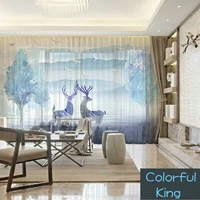 3d customized photo curtains natural deer drape panel sheer tulle curtains for living room door kitchen bedroom for kids
