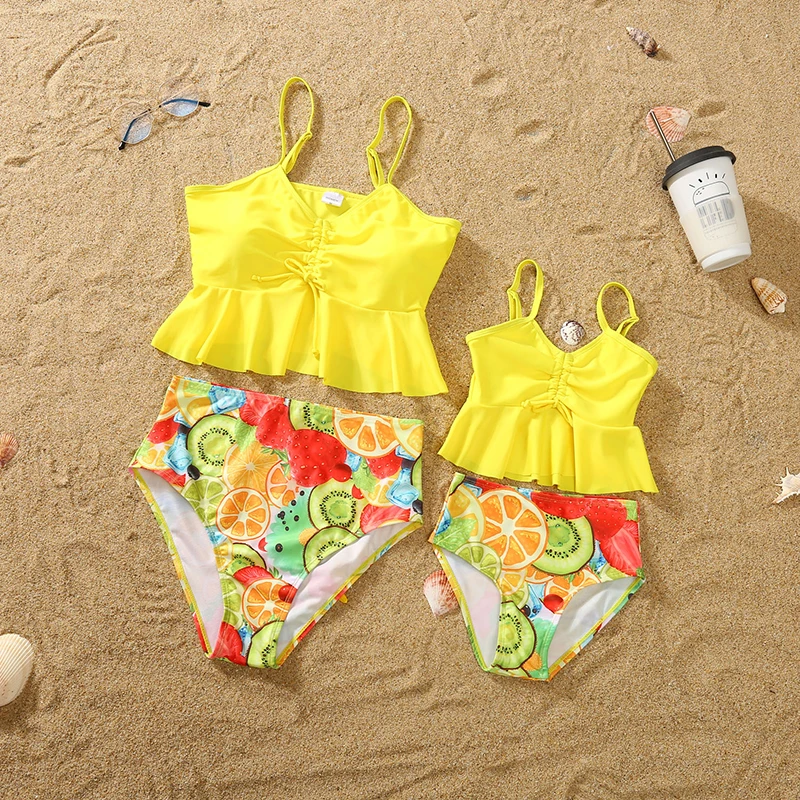 Бикини для мамы и дочки летний семейный купальник одежда новые пляжные шорты