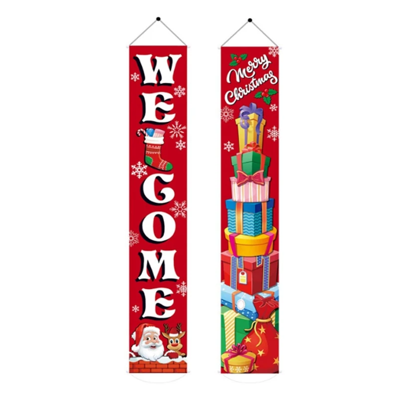 

Счастливого Рождества крыльцо дверной баннер с орнаментом Новогоднее украшение для дома с утолщённой меховой опушкой, счастливый Новый го...