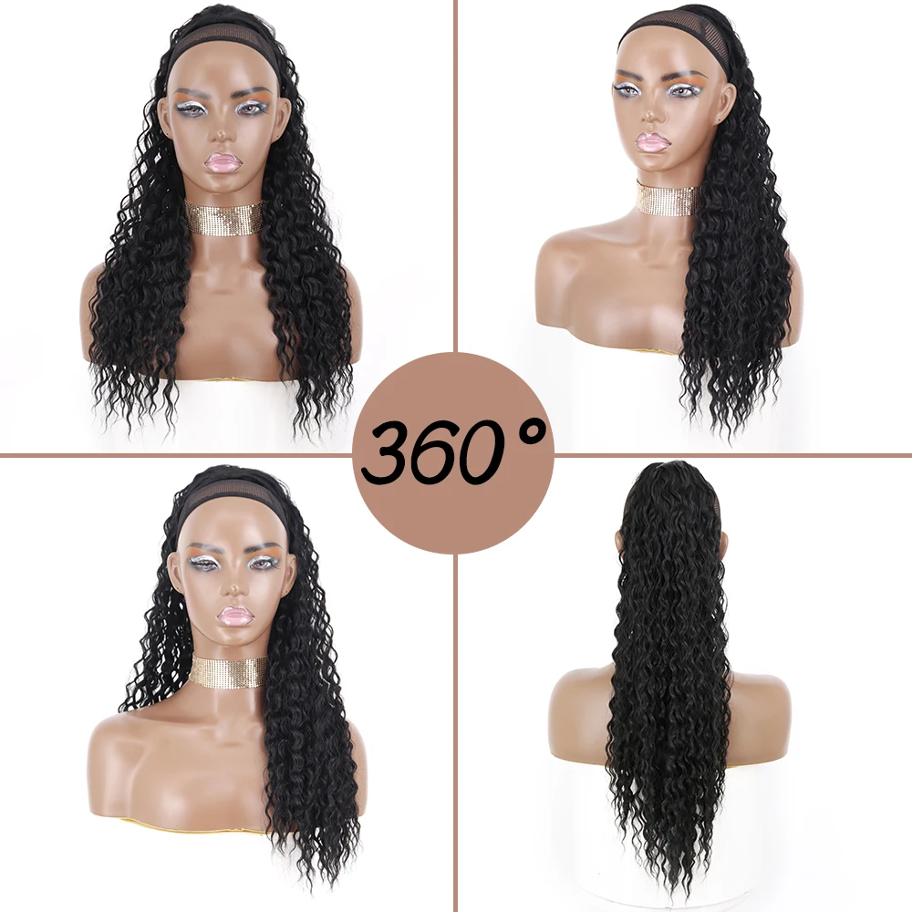 XINRAN Synthetic 26Inch 65CM Chip-In Ponytail Hair Extension Water Wave Long Wrap Around Fake Ponytail Curly Pony Tail