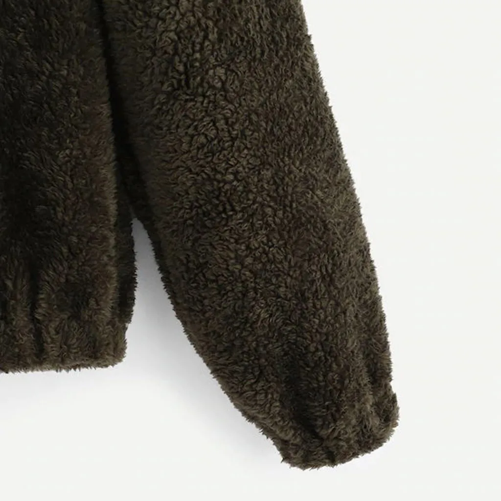 SAGACE Женская куртка из толстого плюша с заячьими ушками капюшоном Повседневная