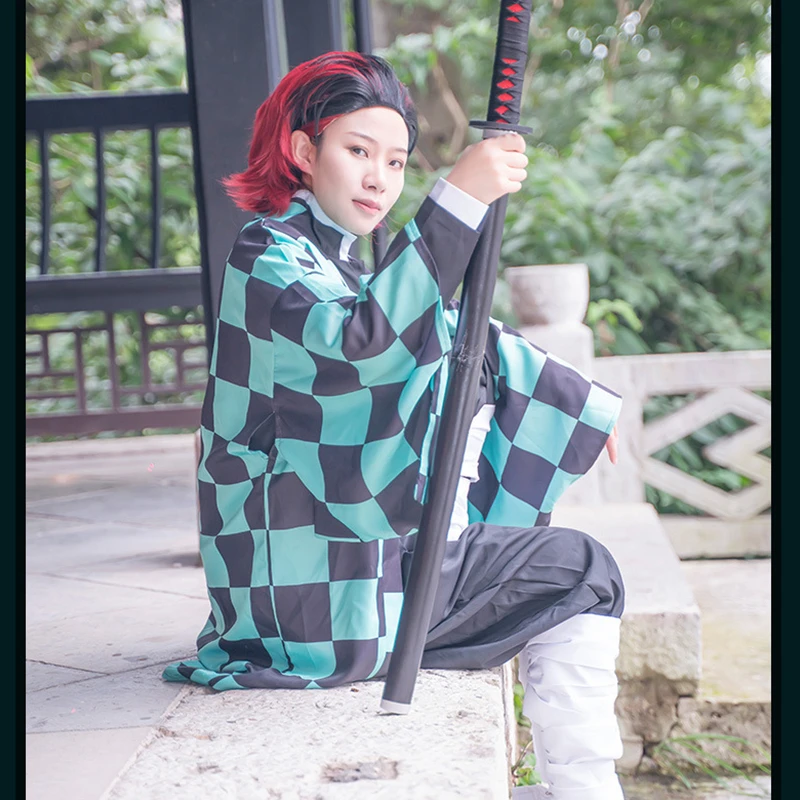 Аниме Demon Slayer Косплей Kimetsu no Yaiba Tanjiro Kamado Униформа костюм для косплея мужской кимоно для наряд для хэллоуинской вечеринки CS001