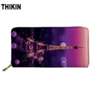 Длинный кошелек THIKIN Paris с рисунком Эйфелевой башни, женская модная Функциональная сумка с отделением для карт, женский красивый кошелек с принтом розового неба