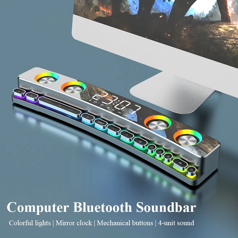 

ZK20 3600mAh Bluetooth Wireless Game Speaker Indoor Sound Bar Computer Loudspeaker soundbar USB 3D Stereo Subwoofer AUX FM Clock