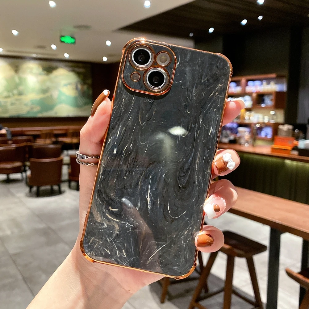 Роскошный позолоченный мраморный чехол для iPhone 13 Pro Max 12 11 Xs X Xr 7 8 Plus