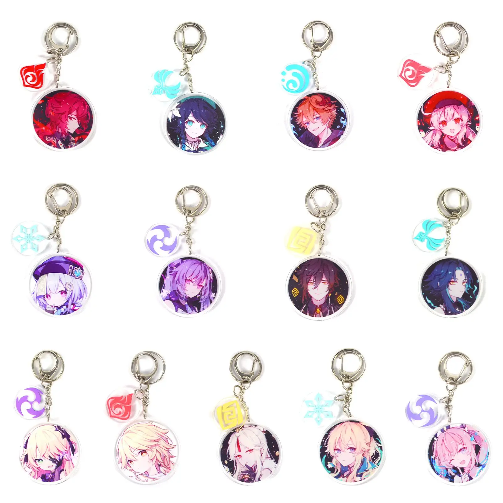 Anime Genshin Impact Zhongli Diluc Venti Paimon Keychain