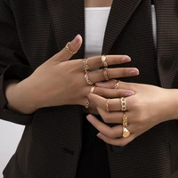 hip hop vintage gold color hollw out ring moon knuckle joint rings set for women girls boho bohemian finger rings jewelry gift