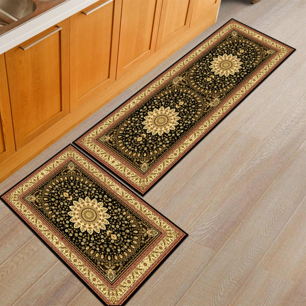 Luxury Floral Washable Soft Non Slip Kitchen Door Hall Way Rug Long Runner Mats