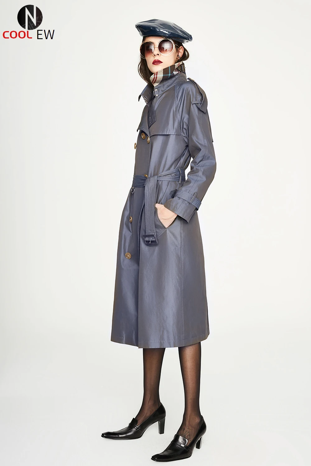 

Spring and autumn new women's double-breasted extended windbreaker women's coat