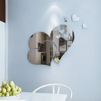 1pc romantic 3d mirror love hearts wall sticker decal diy household supplies bedroom removable beautiful art mural decorations