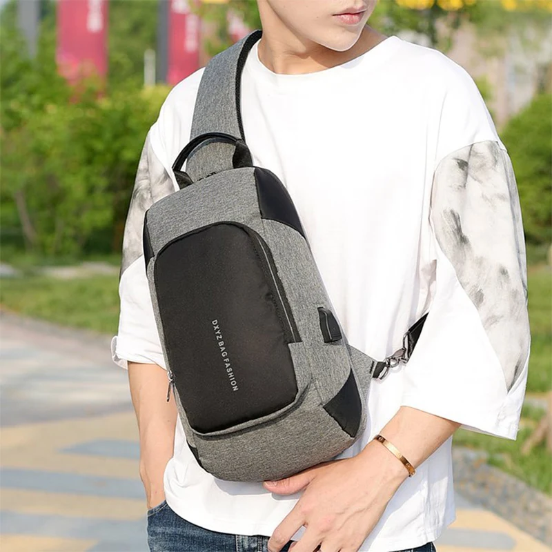 Мужские сумки через плечо с USB-зарядкой, деловая мужская сумка через плечо, нагрудные сумки с защитой от кражи от AliExpress WW