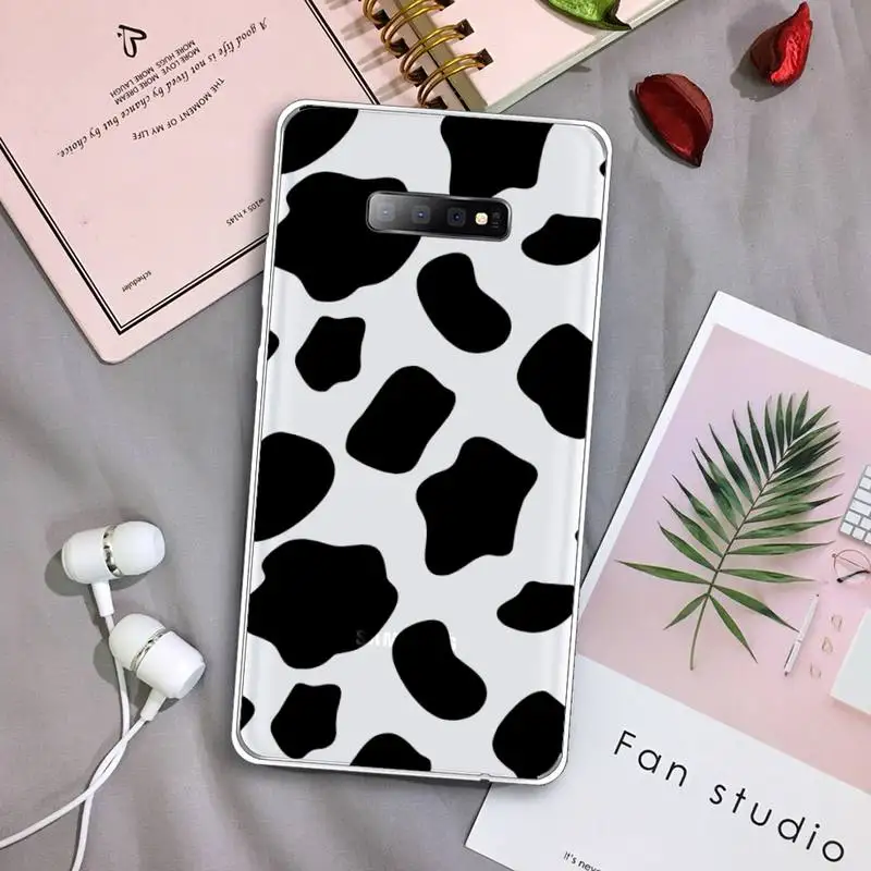

cow milk animal pattern Phone Case Transparent For Samsung Galaxy S A 5 7 8 9 2015 20 edge plus 10 e lite 2019