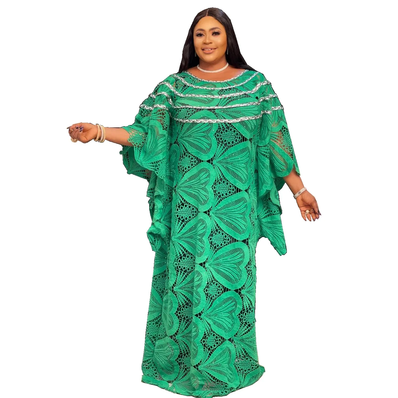 

2021 New Style African Dresses for Women Dry Lace Classic Swiss Voile Lace In Switzerland Clothing Dashik Embroidery Dresses