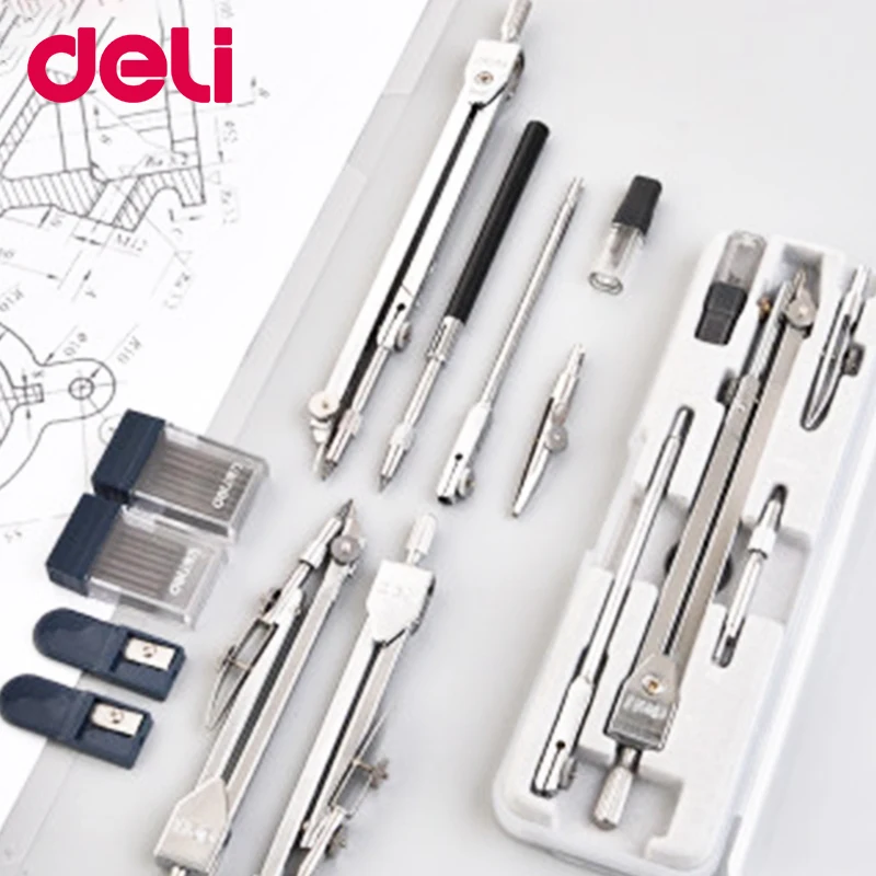 

Deli Stainless Steel Multifunctional Drafting Drawing Compass Math Geometry 2/4/5/6 pcs Circles Tool ,Durable School Supplies