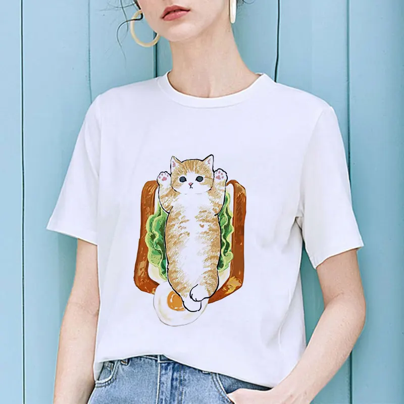 Женская футболка с принтом Kawaii белая коротким рукавом в стиле Харадзюку лето