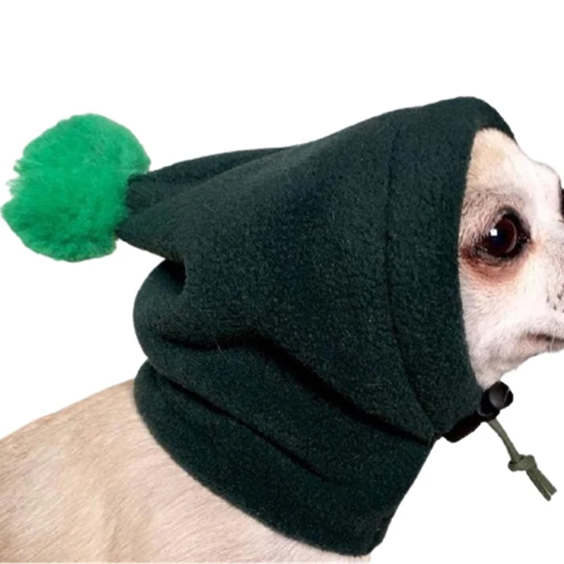 

Warm Hat Pure Color Dog Cap With Small Hair Ball Dog Hat With Drawstring Adjustment Winter Casual Leopard Print Pet Headgear
