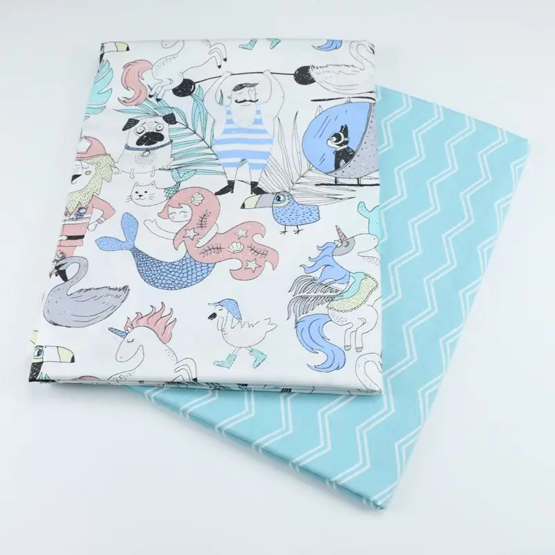 Напечатанные Мультяшные животные 100% хлопок ткань для изготовления одежды