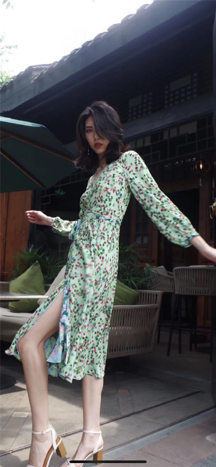 

140cm raindrop printed elastic crepe de chine silk fabric high grade dress shirt fabric