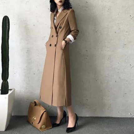 

2020 Fashion New spring loose coat Women Long Double Breasted Casual Female Autumn European Windbreaker Hot Sale LX1419