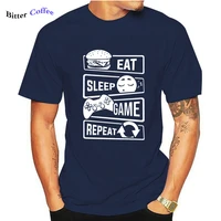 new brand clothing eat sleep game repeat gamer geek t shirt men play letter pc controller gamer cotton short sleeve t shirt top
