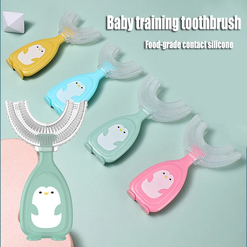 

Children's Toothbrush U-Shape 2-12years Kids Teeth Oral Care Cleaning Brush Soft Silicone Teeth Cleaning Brushes