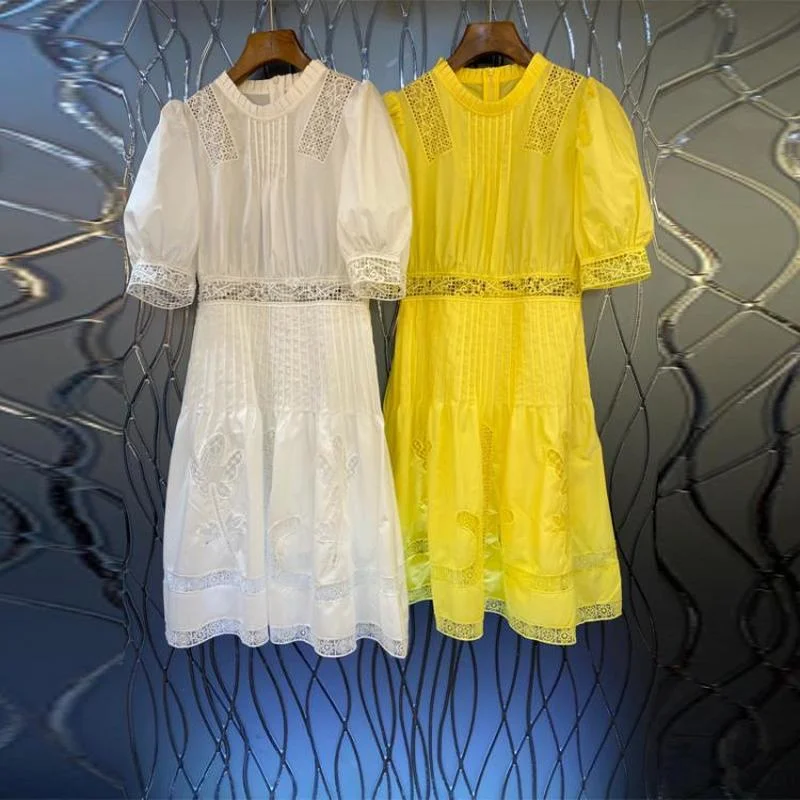 

Женская летняя одежда, новинка 2021, платье-трапеция с вышивкой, вышивкой и короткими рукавами