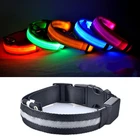 Нейлоновый светодиодный ошейник для собак, ночная безопасность, мигающий светится в темноте поводок для собак, светящиеся флуоресцентные ошейники для питомцев, 1 шт.