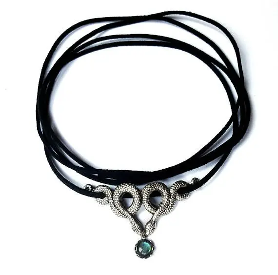 

Snake Choker Labradorite Choker Necklace Snake Necklace,Witchy Gothic,CRESCENT GOTH PAGAN GOTHIC WITCHY WICCA