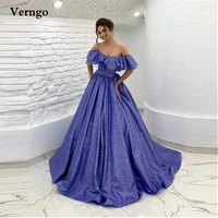 verngo sparkly blue off the shoulder evening dresses a line long corset glitter prom gowns quinceanera dress 16 sweet girls