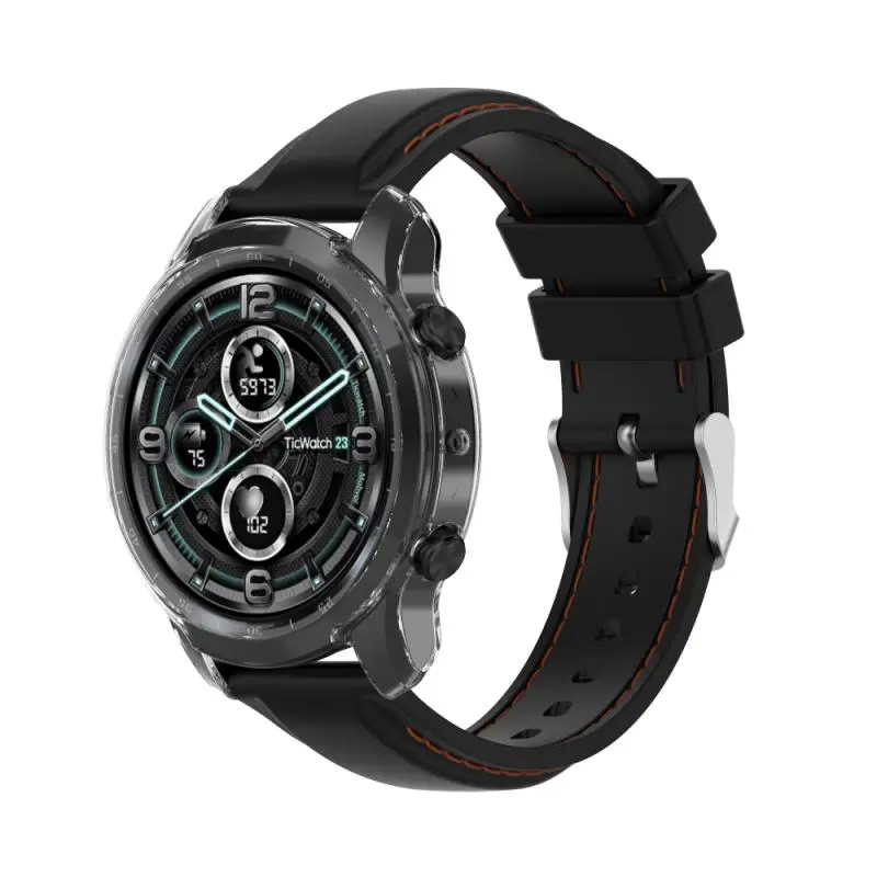 

Smartwatch Protective Case For Ticwatch Pro3 Protective Case Tpu Soft Rubber Case Hollow Half-coated Rubber Sleeve Accessries