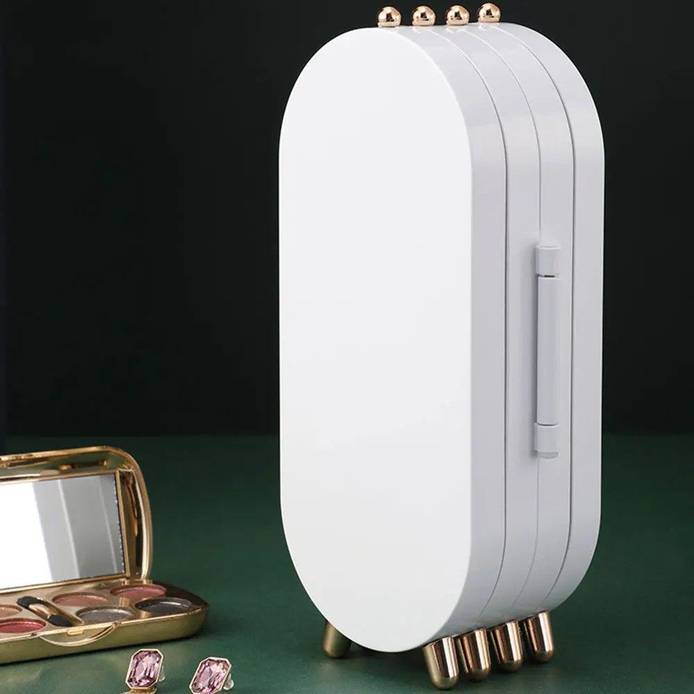 

Foldable Jewelry Storage Box Earring Necklace Display Stand Big Capacity Luxury Retro Screen Jewelry Box 4 Doors 240 Holes Large