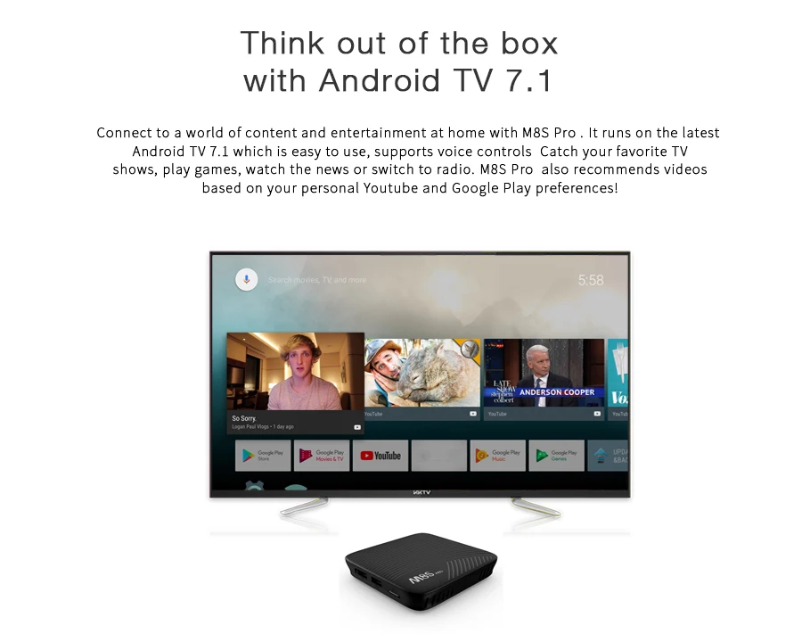 MECOOL Android 7,1 tv Box M8S PRO Amlogic S912 Восьмиядерный 2 Гб DDR4 16 Гб rom 2,4G/5G WiFi видео деление 4K сетевая tv-приставка