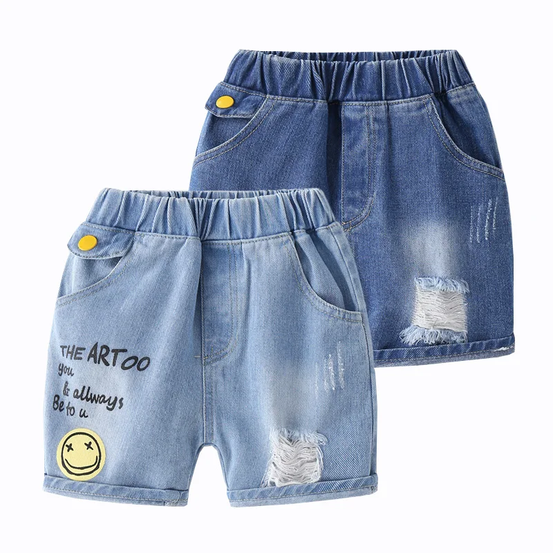Рваные джинсовые шорты для мальчиков летние брюки до колена малышей милые