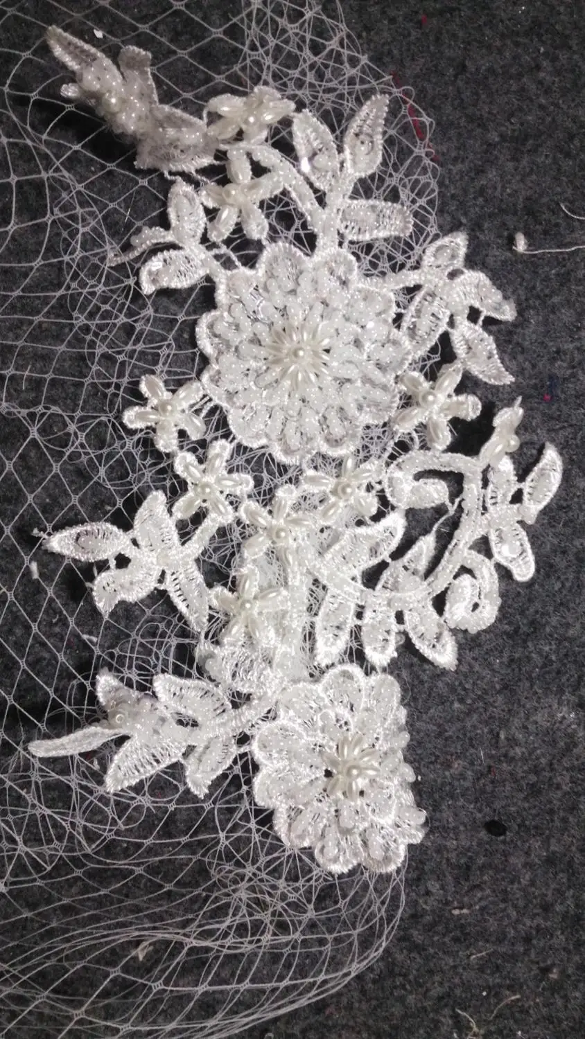 Кружевная свадебная фата с аппликацией ручной работы бисером Фата для птичьей