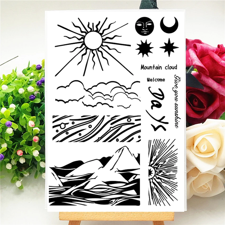 11x16CM Sunrise clouds Transparent Seal Clear Stamps Silicone Roller DIY Scrapbook Album / Card Production Easter | Дом и сад