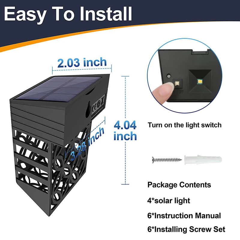 

Smart Light Control LED Outdoor Solar Light Garden Decoration Wall Lamp Waterproof Fence Light Landscape lamp Courtyard Lights