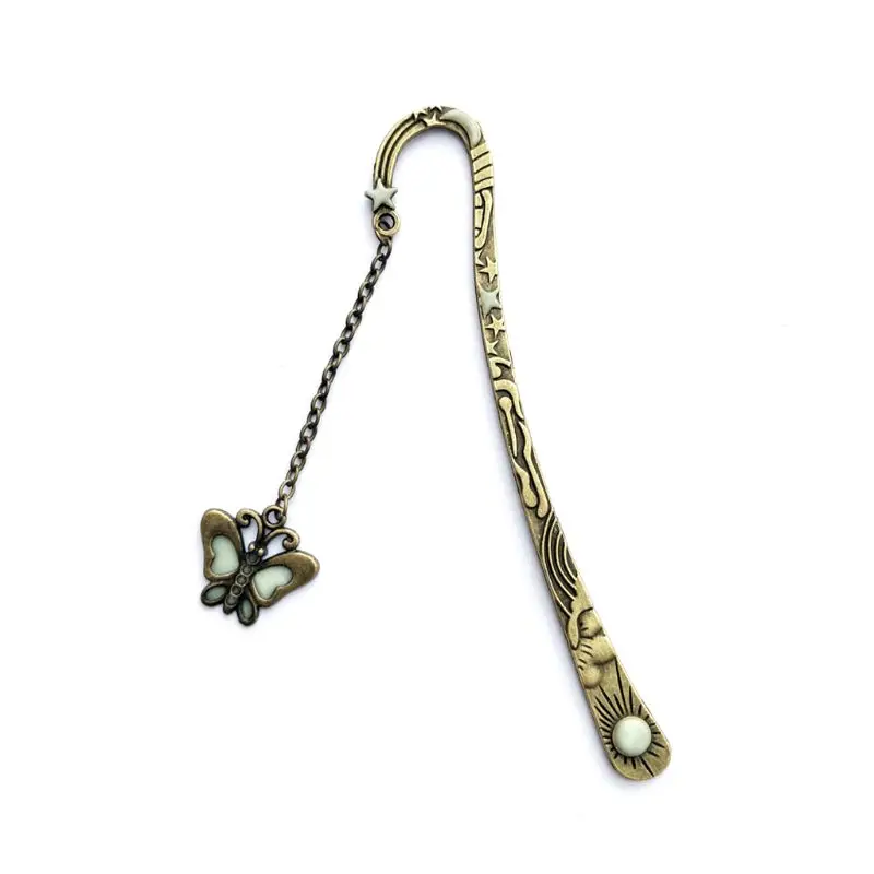 

Уникальная винтажная металлическая Закладка, бронзовая звезда, солнце, луна, закладки с плоскими кристаллами бабочки, лечебный камень, буси...