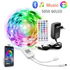 Bluetooth музыкальная 5 м 10 м 15 м светодиодная полоса освещения RGB 60 светодиодов 5050 SMD гибкая лента luces светильник комнаты s Декор 12 В Светодиодная лампа с дистанционным управлением