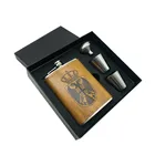 Мини-бутылка для виски, водки, 8 унций, спиртовая фляга из нержавеющей стали 188, фляга для ликера, искусственная кожа, деформация, подарок, барные инструменты