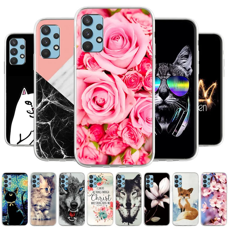

Protective Case For Samsung Galaxy A32 Cases Silicon Cute Cat Animal Phone Bumper For Samsung A32 A 32 SamsungA32 4G 5G Covers