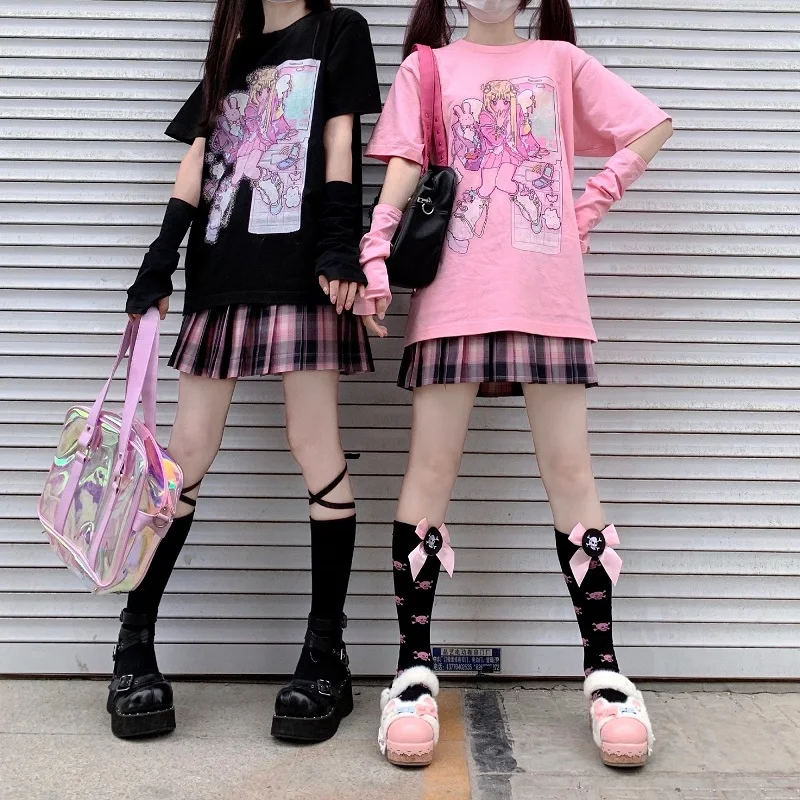 

Kawaii Anime Graphic T-shirt Summer Harajuku Women's Tee Vintage Gothic Punk Streetwear y2k Tops Korean Style Fashion Clothing