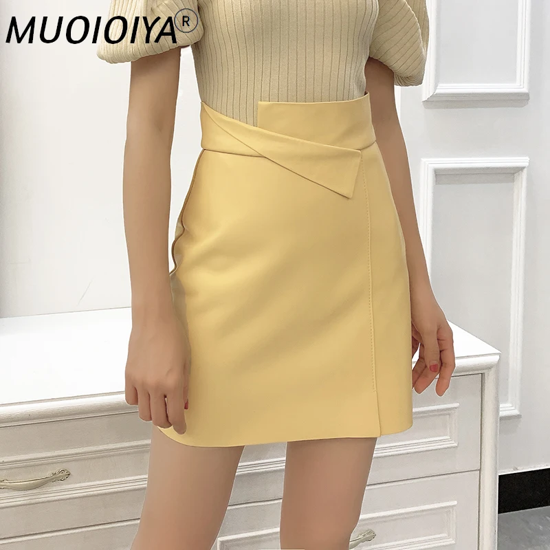 

Spring Autumn Genuine Leather Mini Shirt Women High Waisted Ladies Office Pencil Real Sheepskin Skirts Female Spring Autumn Fall