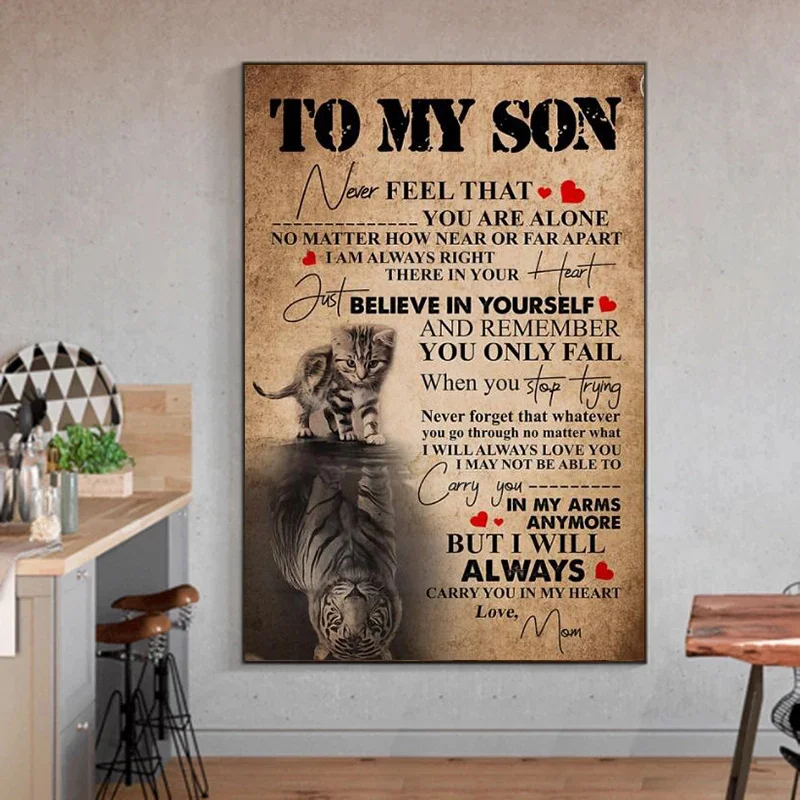 Настенный постер в стиле ретро с надписью Mom To Son Love Холщовый принтом винтажная