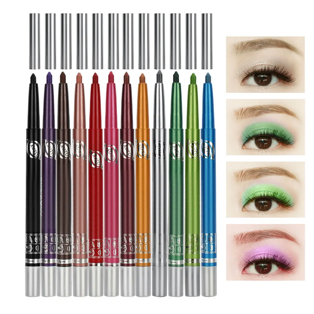 

12 шт. Набор цветных подводки для глаз водостойкие тени для век Карандаш хайлайтер макияж подводка для губ Стойкая подводка для глаз Космети...