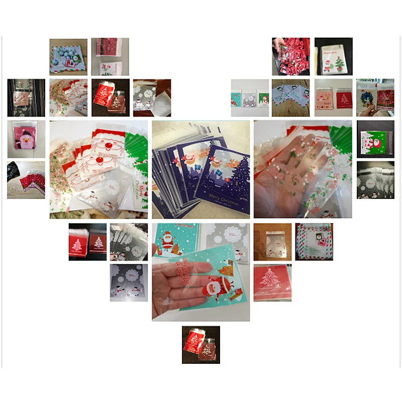 25 шт./лот, милые Мультяшные подарки, сумки, упаковка для рождественского печенья, самоклеющиеся пластиковые пакеты для печенья, на день рождения, конфета, торт, посылка
