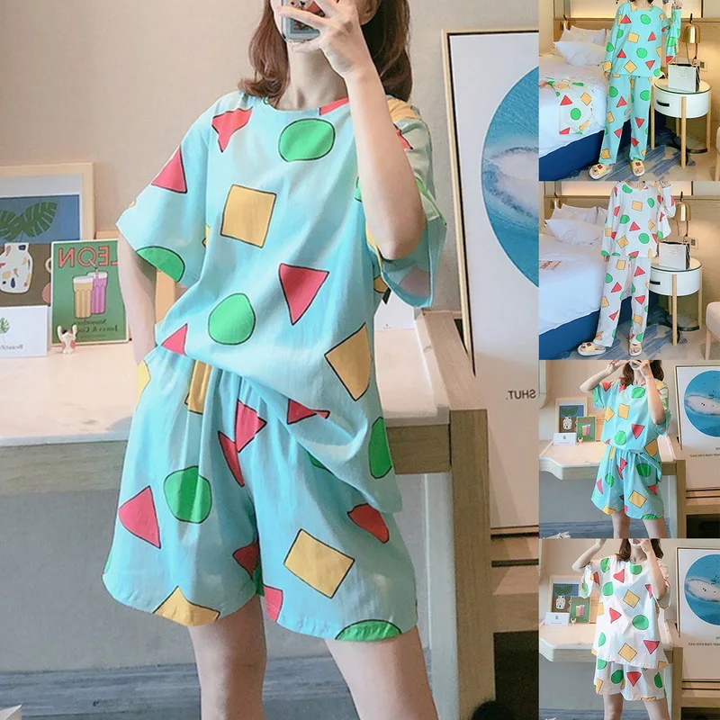 

Pajamas Short-Sleeved Korean Cartoon Fresh and Thin Home Service 2-Piece