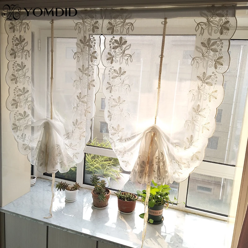 1 шт. махровая кружевная римская занавеска с вышивкой Тюлевая цветочным узором из