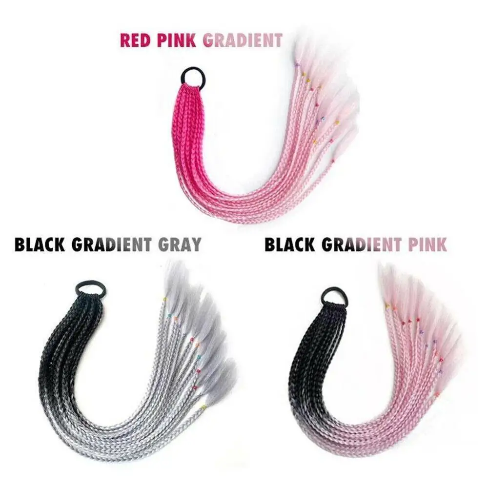 

Gradient Colorful Braided Ponytail hair rope For Women Girl hair accessories