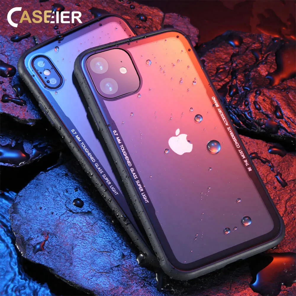 Чехол CASEIER из закаленного стекла для iPhone 11 Pro Max X XS высококачественный HD